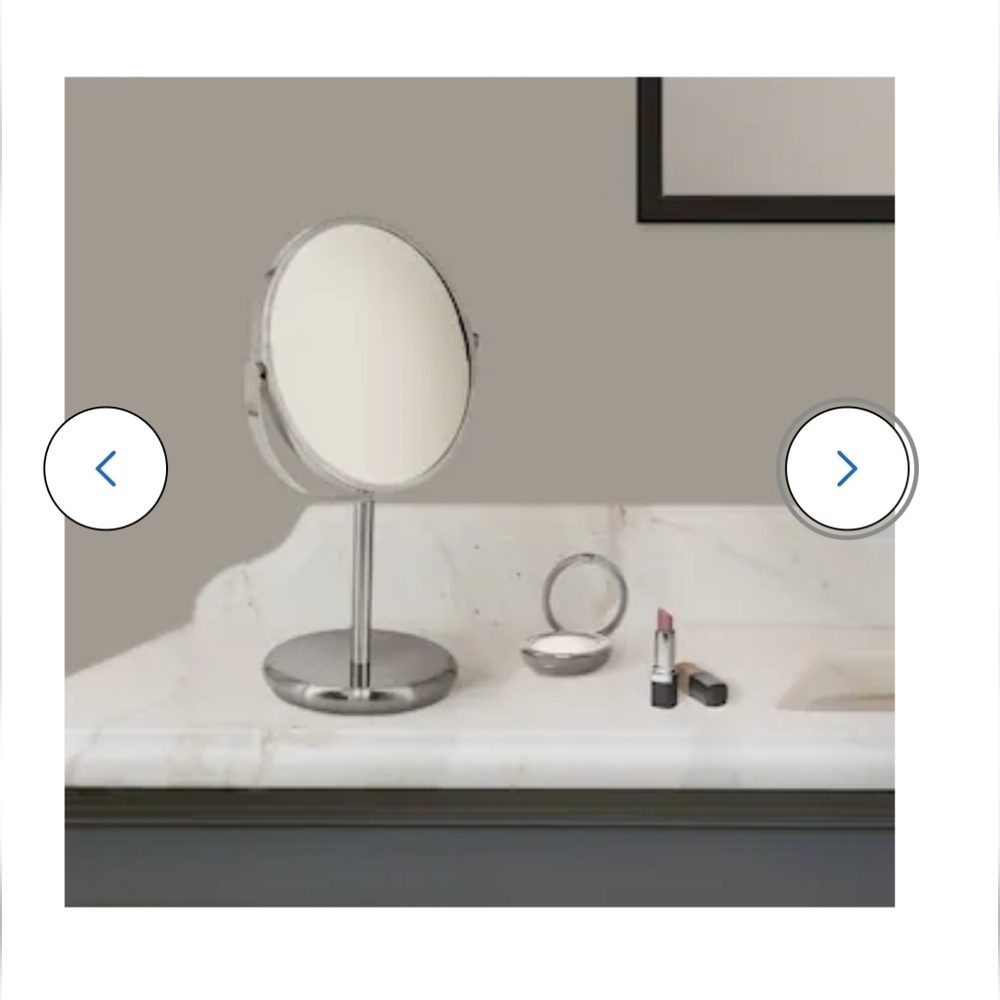 ALLEN + ROTH Brushed Stainless Steel Double Sided Mirror. 5x Magnifying - NWT - Picture 2 of 7